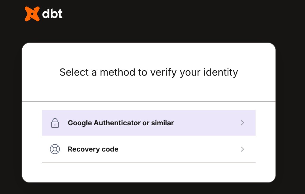 The verify-your-identity screen for accounts that use an authenticator app. The verify-your-identity screen for accounts that use an authenticator app.